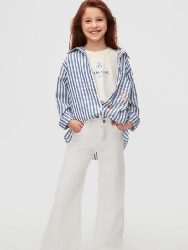 Kız Çocuk Çizgili Uzun Gömlek