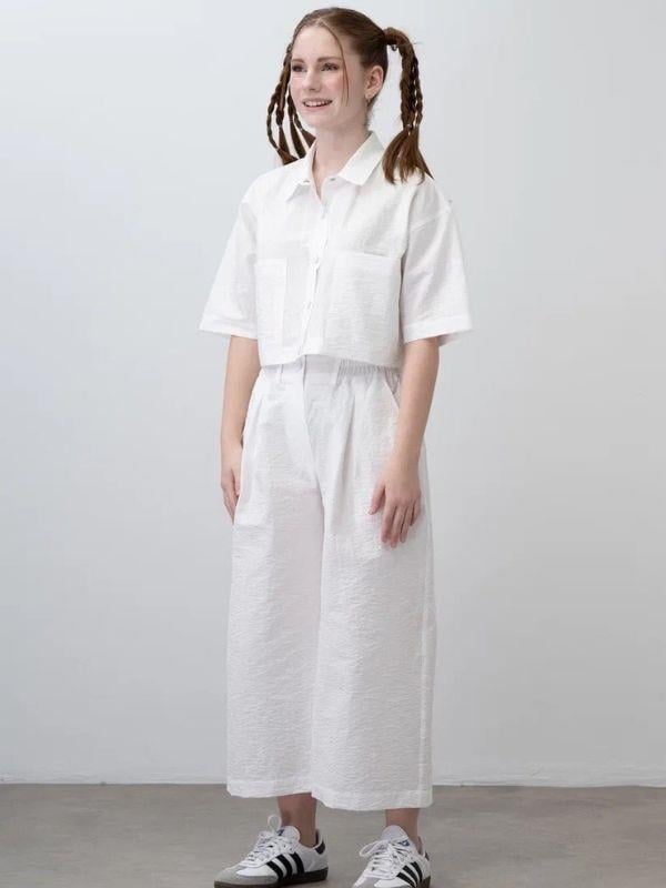 Kız Çocuk Crop Gömlek Poplin Pantolon Takım