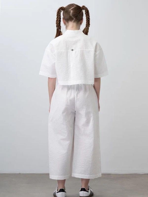 Kız Çocuk Crop Gömlek Poplin Pantolon Takım