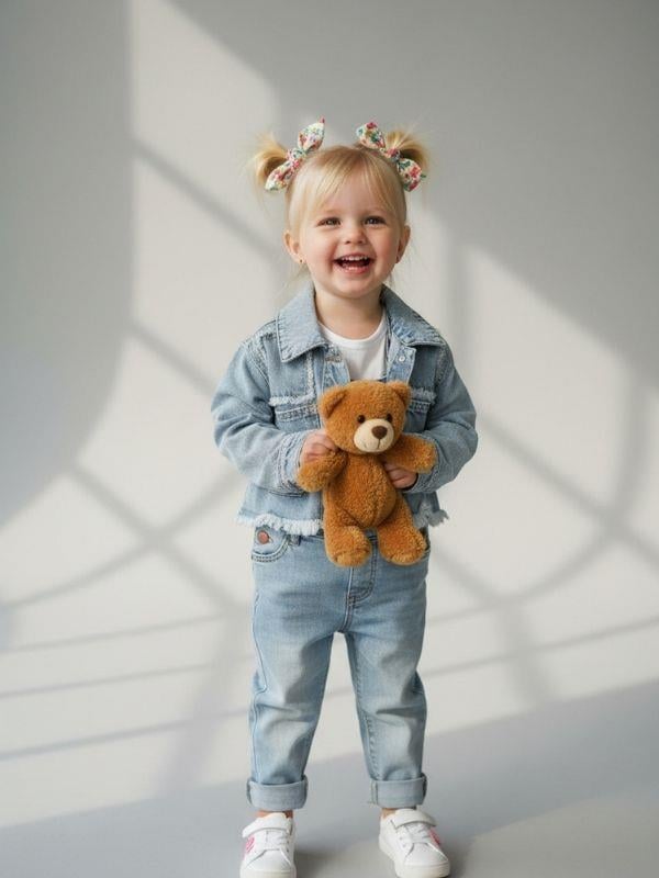 Kız Çocuk Crop Kesim Kot Ceket