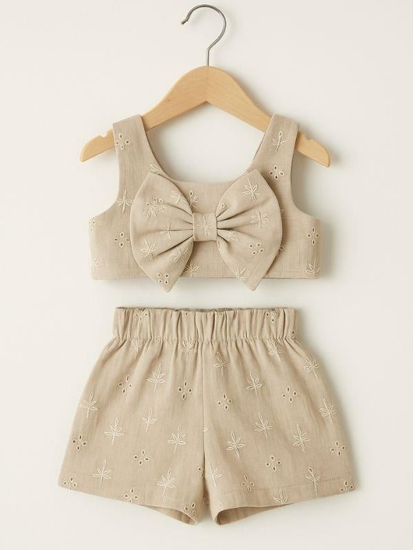 Kız Çocuk Crop Müslin Şortlu Takım