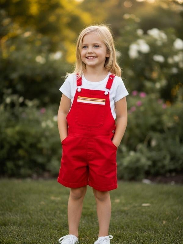 Kız Çocuk Crop T-shirt ve Şortlu Tulum İkili Takım