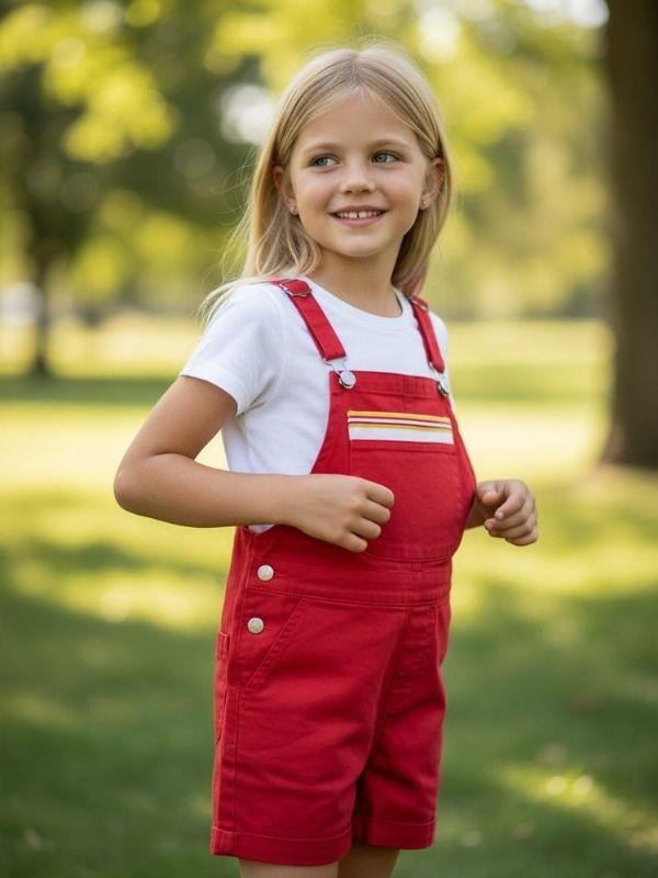 Kız Çocuk Crop T-shirt ve Şortlu Tulum İkili Takım