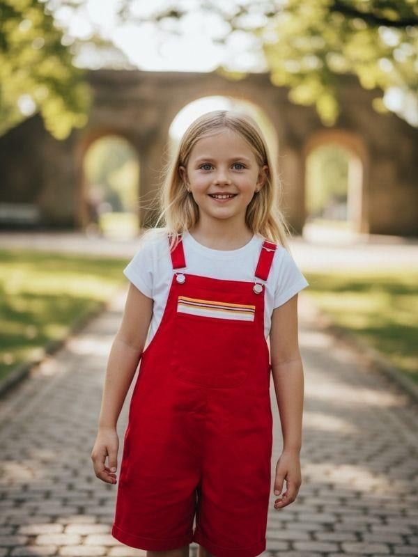 Kız Çocuk Crop T-shirt ve Şortlu Tulum İkili Takım