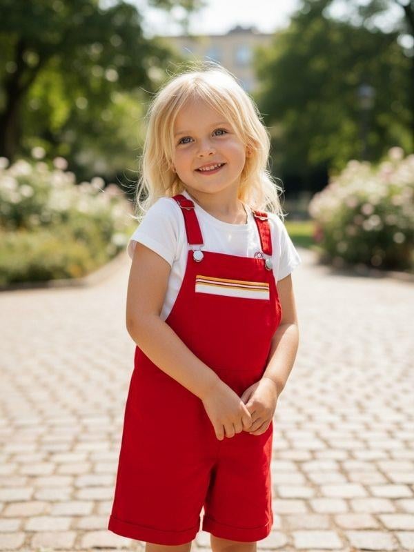 Kız Çocuk Crop T-shirt ve Şortlu Tulum İkili Takım