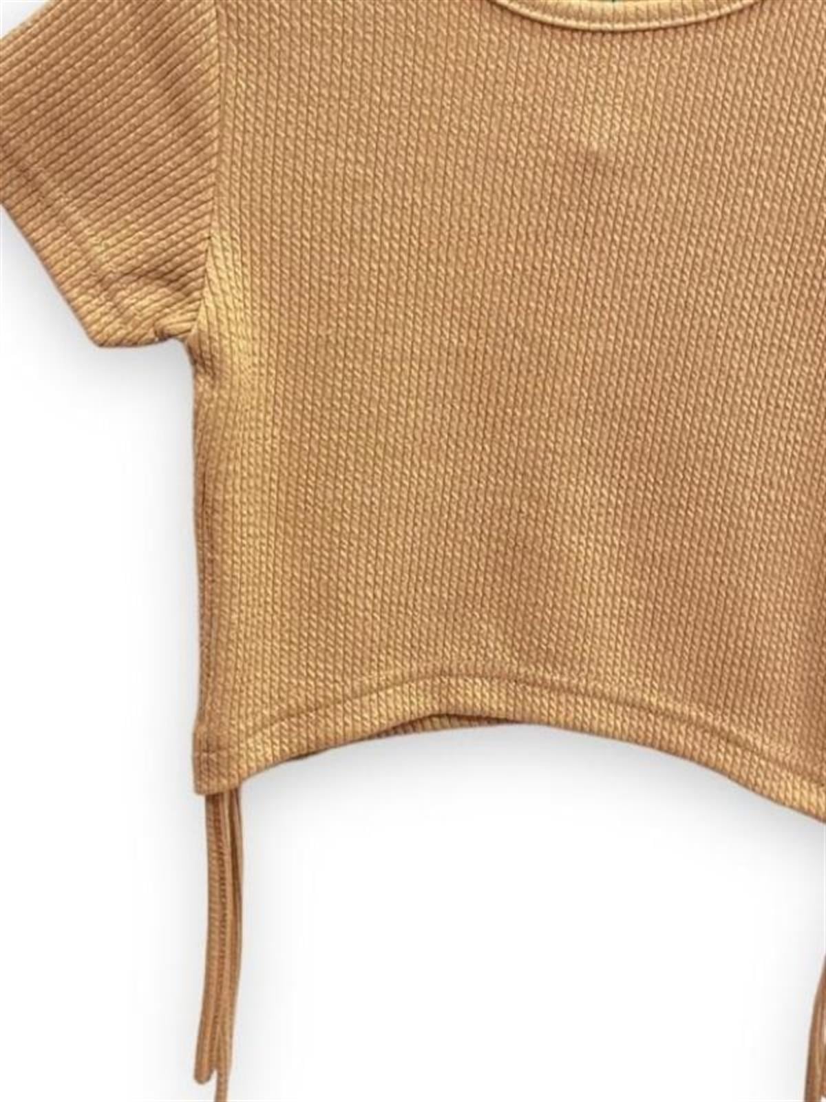 Kız Çocuk Crop Yandan Bağlamalı Bluz