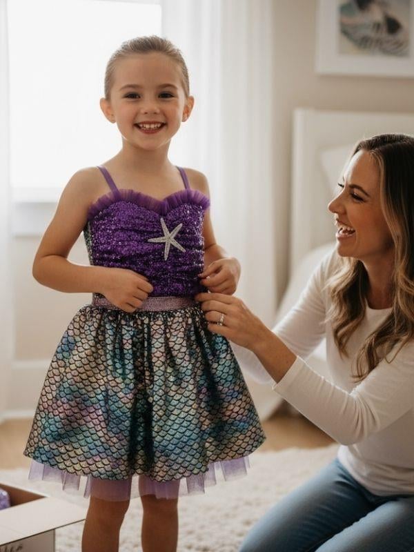 Kız Çocuk Croplu Tütülü Deniz Kızı Kostümü