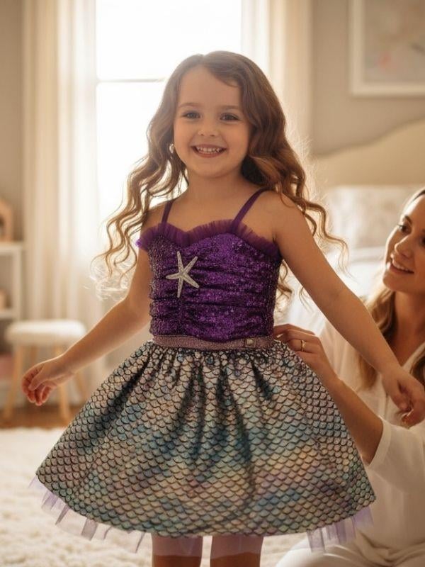 Kız Çocuk Croplu Tütülü Deniz Kızı Kostümü