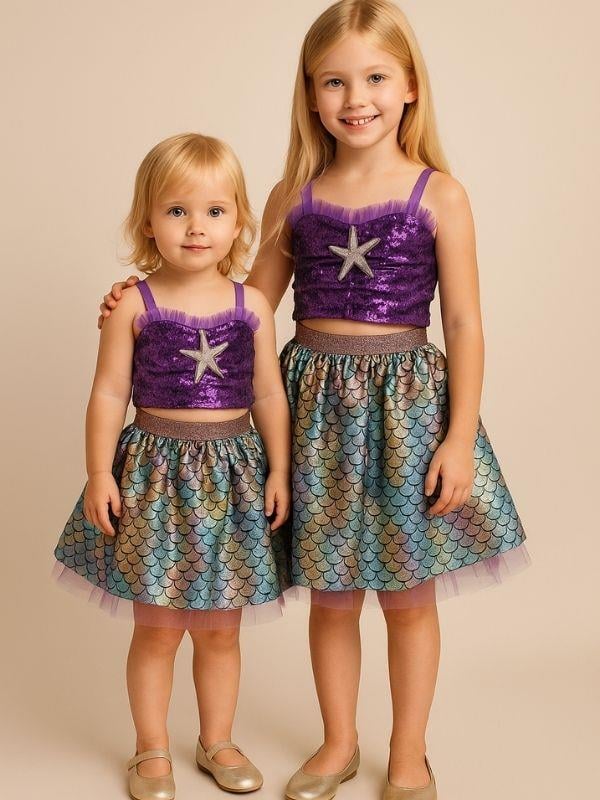 Kız Çocuk Croplu Tütülü Deniz Kızı Kostümü