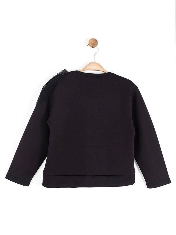 Kız Çocuk Dalgıç Kumaş Pullu Sweatshirt