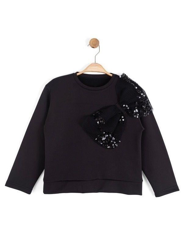 Kız Çocuk Dalgıç Kumaş Pullu Sweatshirt