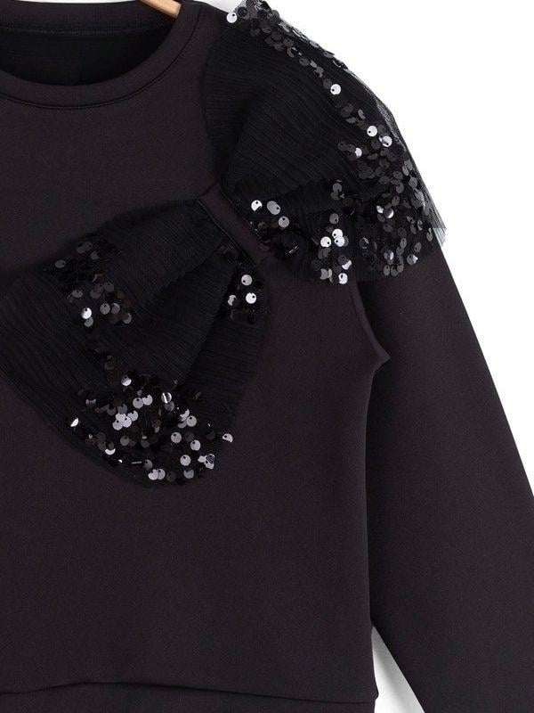 Kız Çocuk Dalgıç Kumaş Pullu Sweatshirt