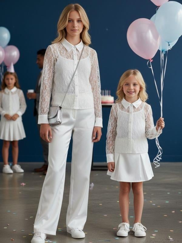 Kız Çocuk Dantel Poplin Tasarım Gömlek