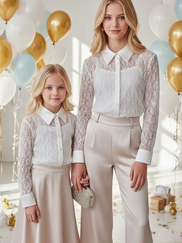 Kız Çocuk Dantel Poplin Tasarım Gömlek