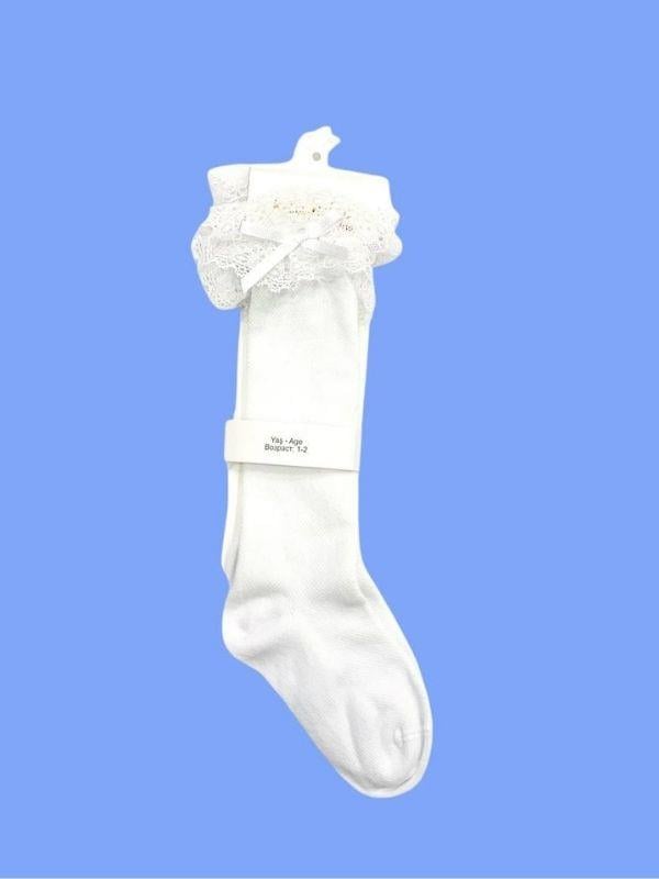 Kız Çocuk Dantelli Dizaltı Çorap