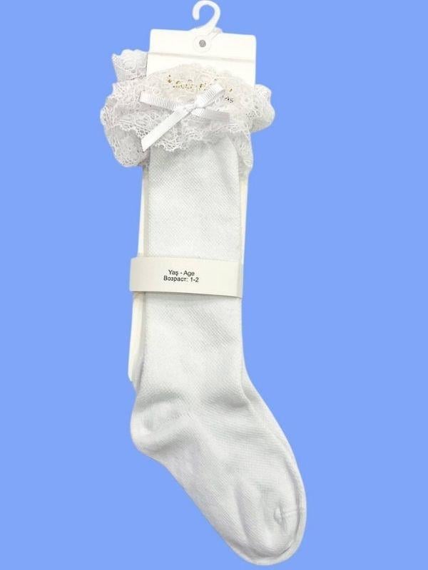 Kız Çocuk Dantelli Dizaltı Çorap