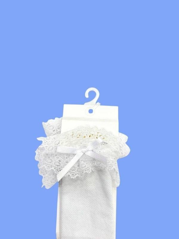 Kız Çocuk Dantelli Dizaltı Çorap