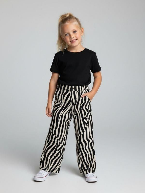 Kız Çocuk Desenli Keten Pantolon