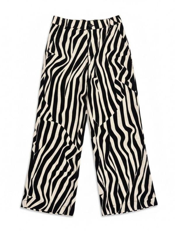 Kız Çocuk Desenli Keten Pantolon