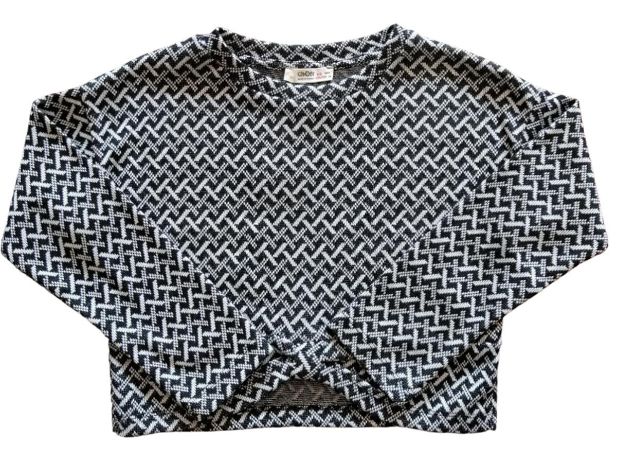 Kız Çocuk Desenli Örme Crop Bluz