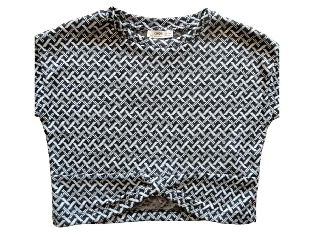 Kız Çocuk Desenli Örme Crop Bluz