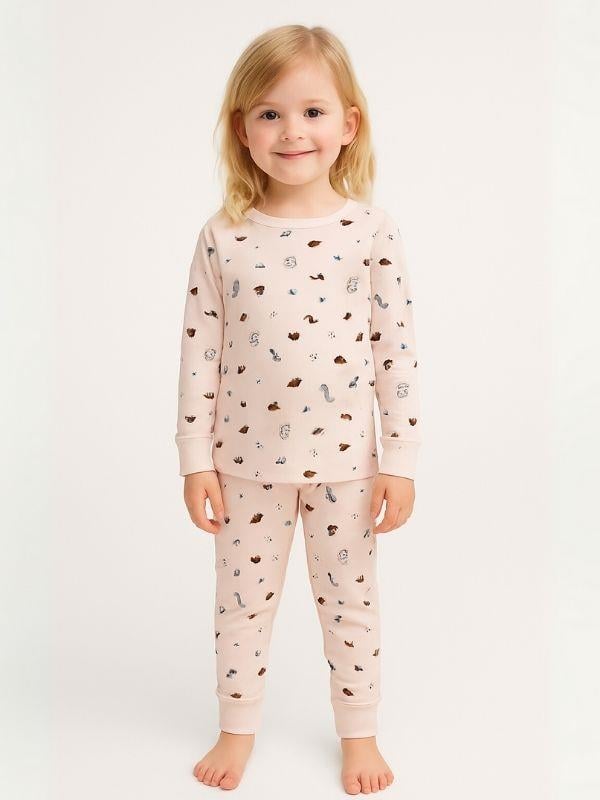 Kız Çocuk Dinozor Baskılı Pamuklu Pijama Takımı