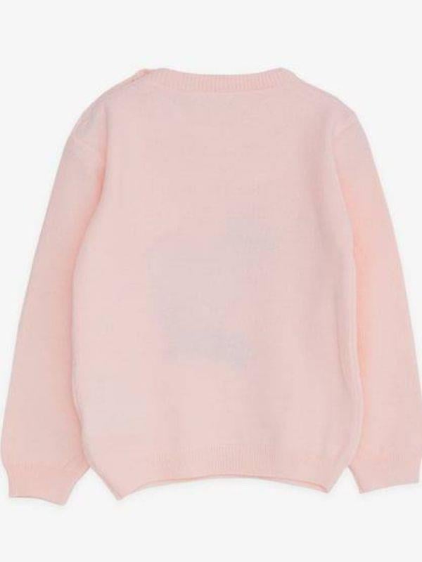 Kız Çocuk Döner Pullu Kalpli Kazak