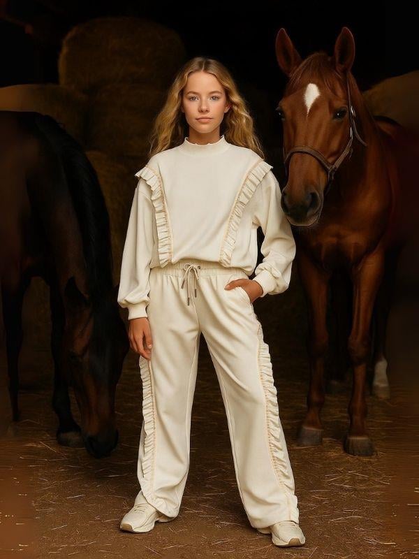 Kız Çocuk Fırfırlı Tasarım Eşofman Takımı