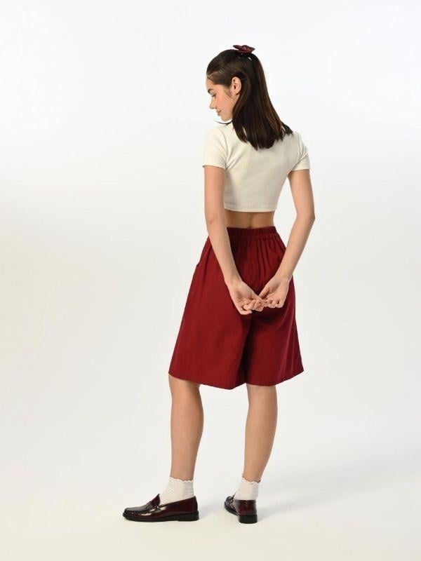 Kız Çocuk Fitilli Crop Kapri Şort T-shirt Tasarım Takım