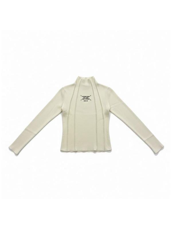 Kız Çocuk Fitilli Dikiş Detaylı Yarım Balıkçı Uzun Kollu Bluz