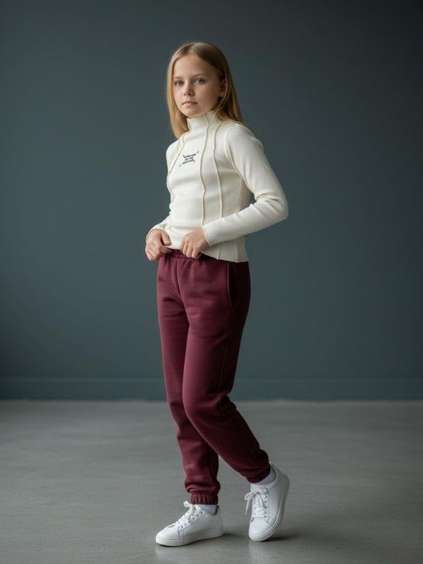 Kız Çocuk Fitilli Dikiş Detaylı Yarım Balıkçı Uzun Kollu Bluz