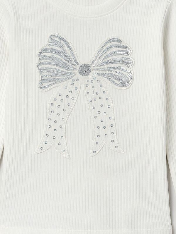 Kız Çocuk Fiyonk Desenli Fitilli Bluz