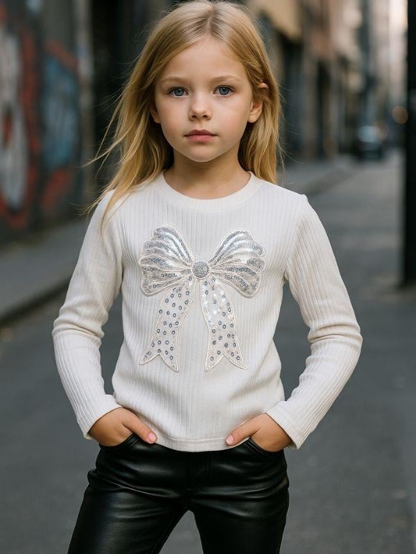 Kız Çocuk Fiyonk Desenli Fitilli Bluz