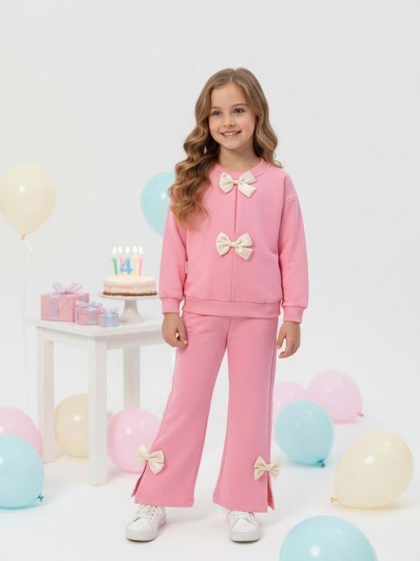Kız Çocuk Fiyonk Detaylı Eşofman Takımı