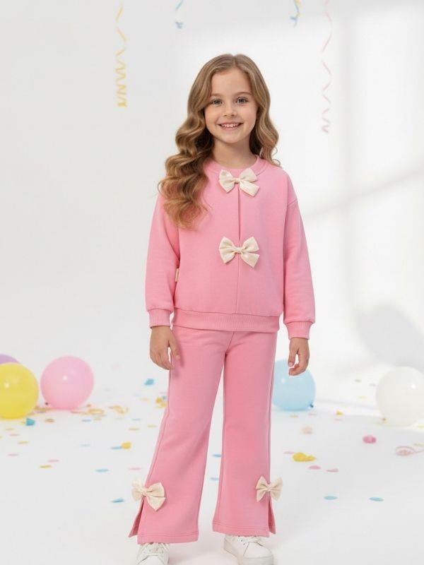 Kız Çocuk Fiyonk Detaylı Eşofman Takımı