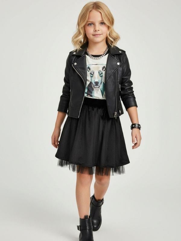 Kız Çocuk Fiyonk Detaylı Kadife Tütü Etek