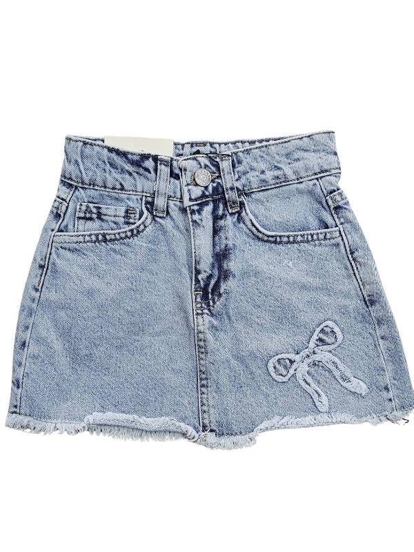 Kız Çocuk Fiyonk Detaylı Kot Etek