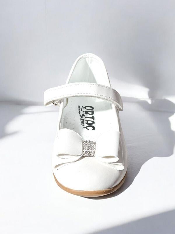 Kız Çocuk Fiyonk Detaylı Ortopedik Cırtlı Babet