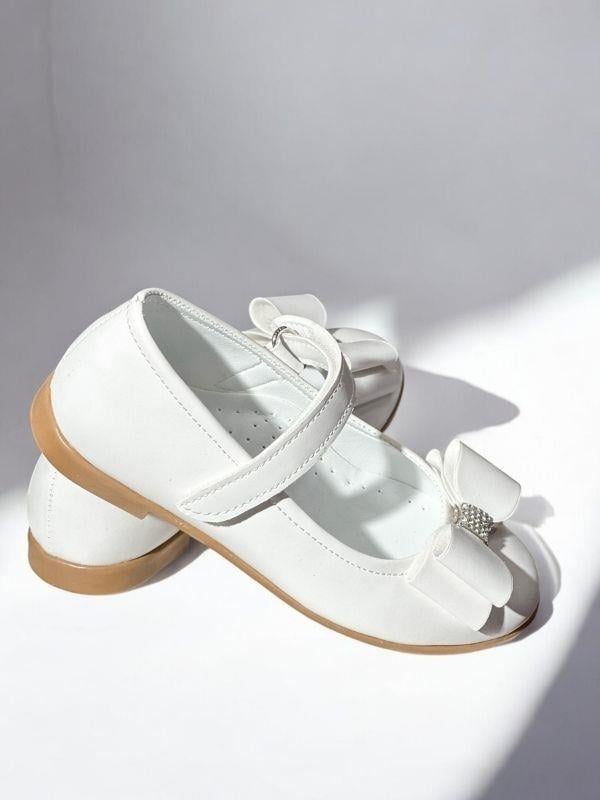 Kız Çocuk Fiyonk Detaylı Ortopedik Cırtlı Babet