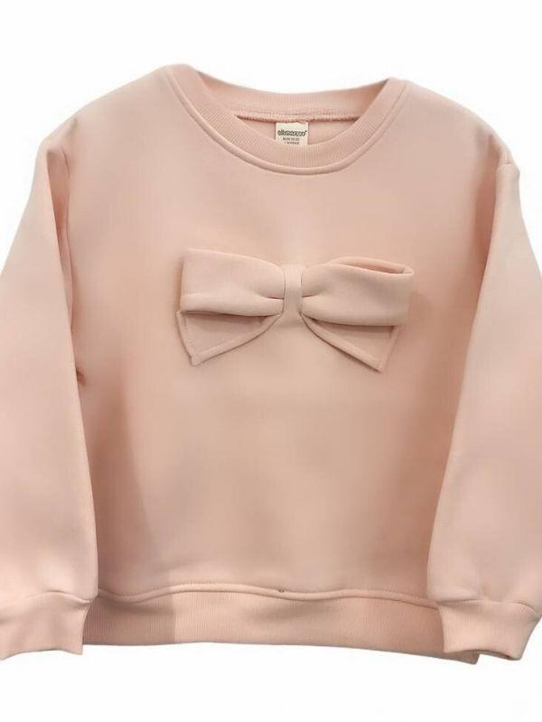Kız Çocuk Fiyonklu İçi Şardonlu 3 İplik Sweatshirt