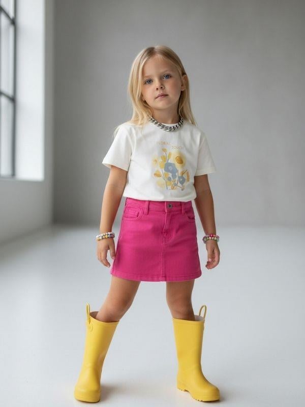 Kız Çocuk Floral Touch Baskılı Pamuklu T-shirt