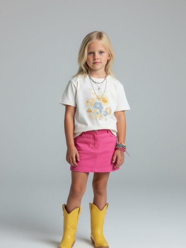 Kız Çocuk Floral Touch Baskılı Pamuklu T-shirt