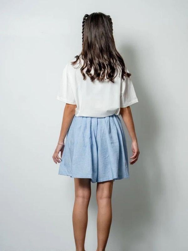 Kız Çocuk Geniş Kesim Pileli Keten Şort