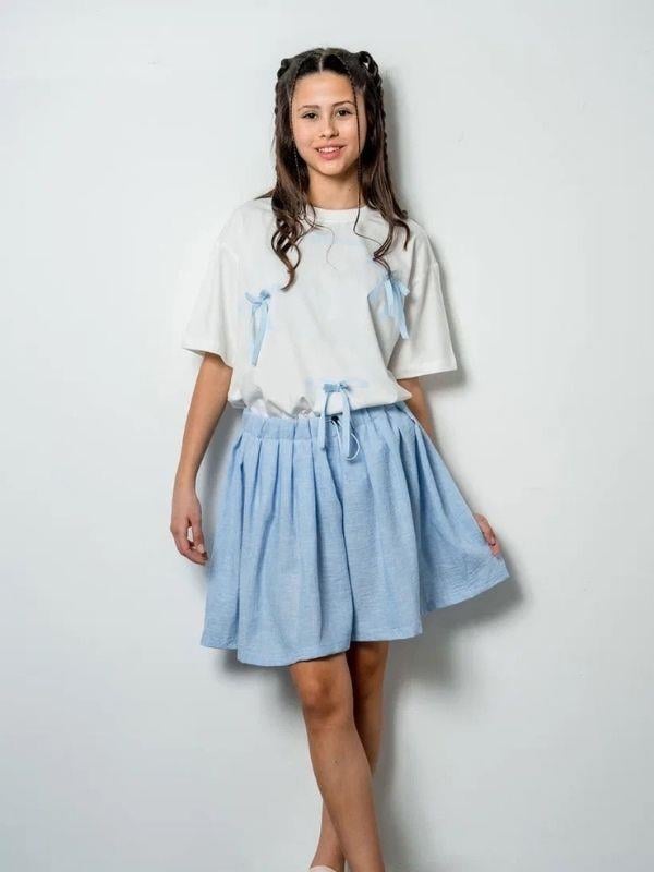 Kız Çocuk Geniş Kesim Pileli Keten Şort