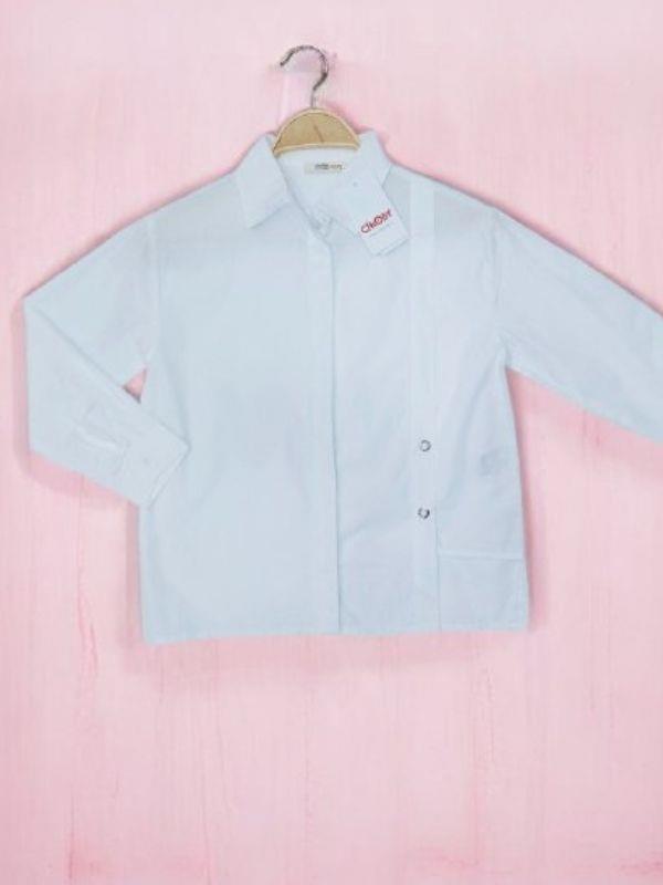 Kız Çocuk Gizli Düğmeli Beyaz Gömlek