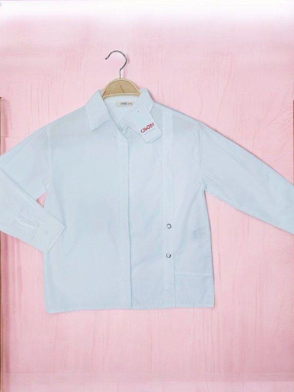 Kız Çocuk Gizli Düğmeli Beyaz Gömlek