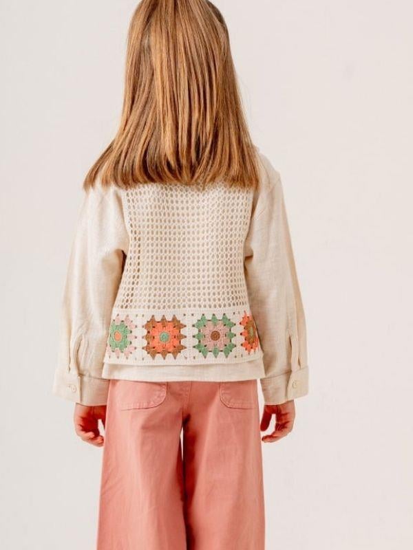 Kız Cocuk Gömlek Motif desenli Süveter İkili Takım