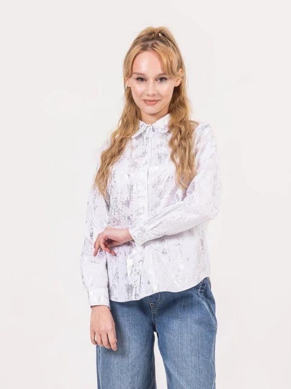 Kız Çocuk Gümüş Varaklı Poplin Gömlek