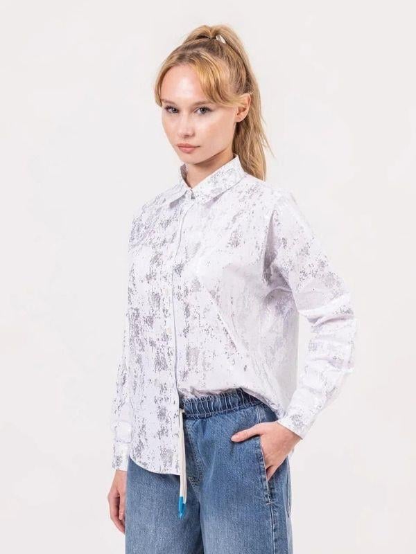 Kız Çocuk Gümüş Varaklı Poplin Gömlek