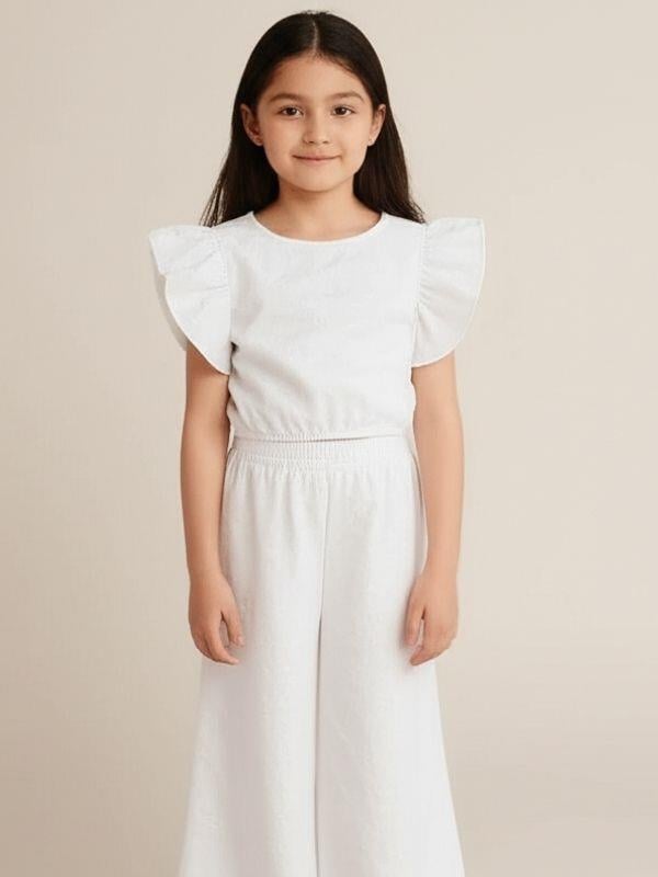 Kız Çocuk Güpürlü Pantolonlu Takım